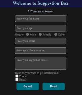 Online Suggestion Box